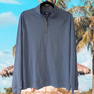 Johnnie-O Men's M Preppy Surf 1/4 Zip Long Sleeve Pullover Sweatshirt Navy Blue